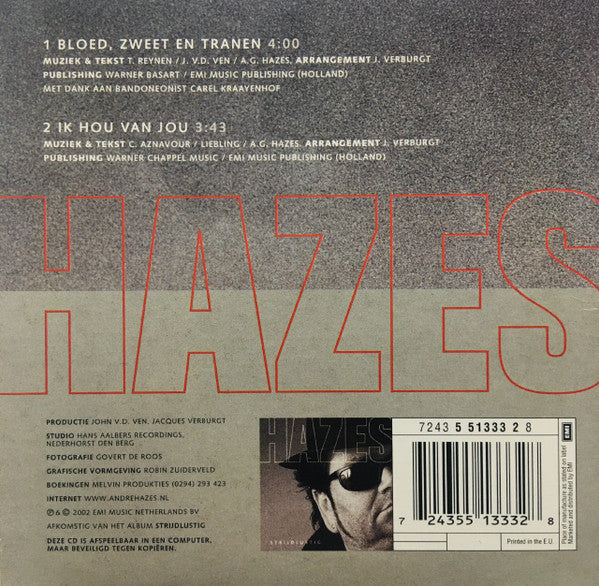 André Hazes : Bloed, Zweet En Tranen (CD, Single, Car)