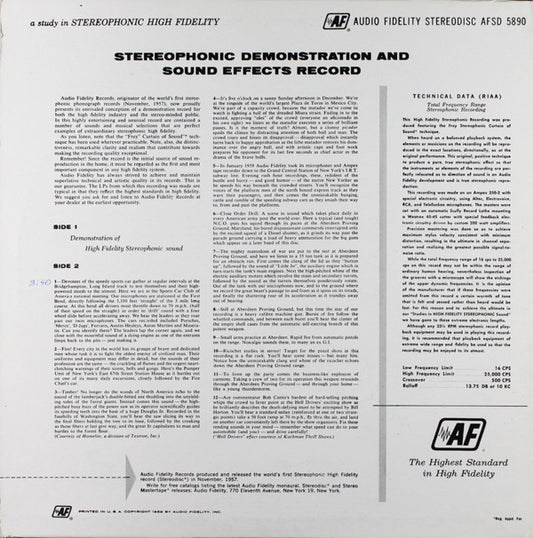 Various : Stereophonic Demonstration And Sound Effects (LP, RP)