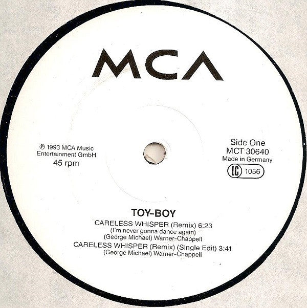 Toy Boy : Careless Whisper (Remix) (12", S/Sided, Promo)