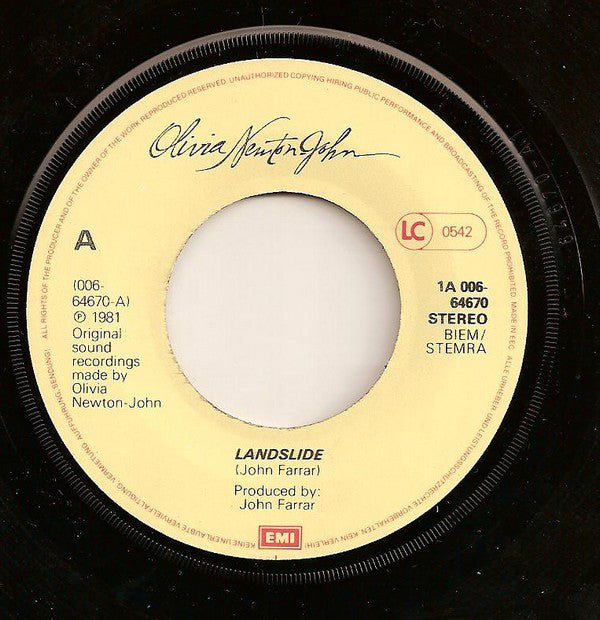 Olivia Newton-John : Landslide (7", Single)