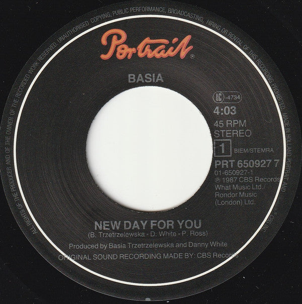 Basia : New Day For You (7", Single)