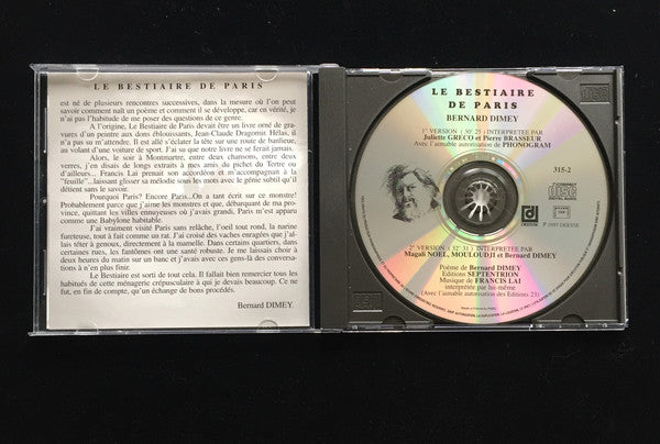 Bernard Dimey : Le Bestiaire De Paris (CD, Comp)