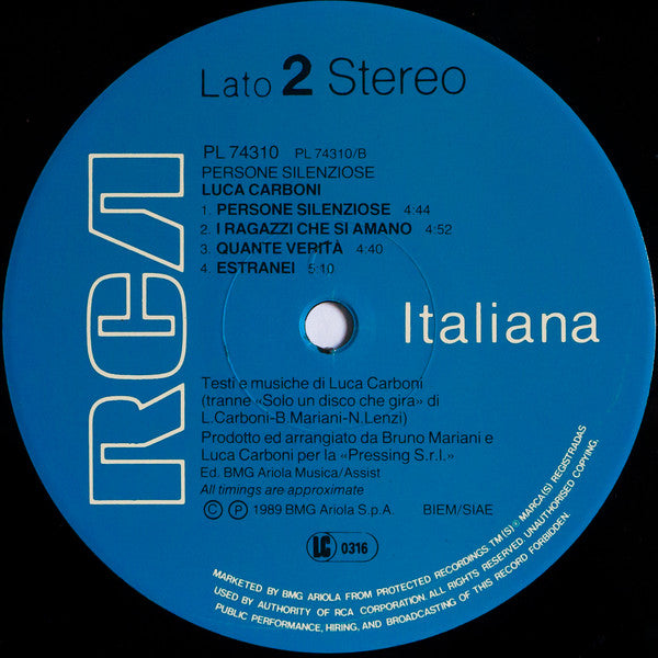 Luca Carboni : Persone Silenziose (LP, Album)