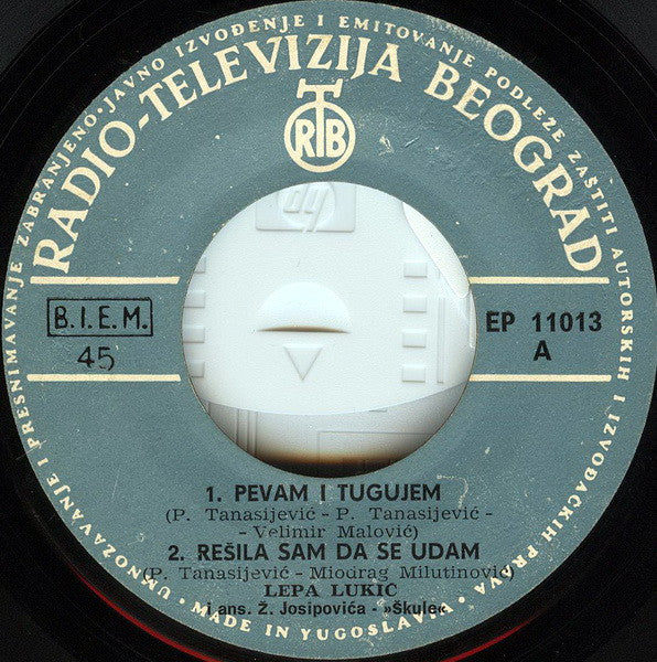 Lepa Lukić : Pevam I Tugujem (7", EP)