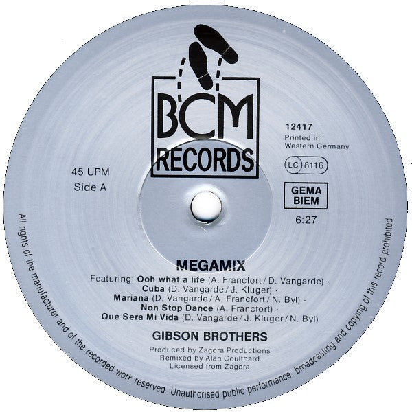 Gibson Brothers : Megamix (12", Maxi, Mixed)