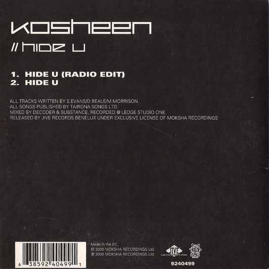 Kosheen : Hide U (CD, Single, Car)