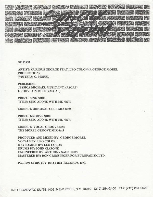 Curious George Featuring Leo Colon : Sing Along With Me Now (12", W/Lbl)