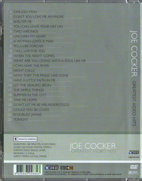 Joe Cocker : Greatest Video Hits (DVD-D, Comp)