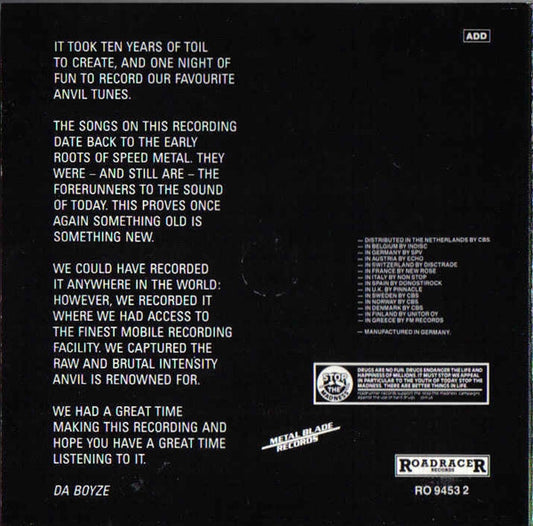 Anvil : Past And Present - Live In Concert (CD, Album)