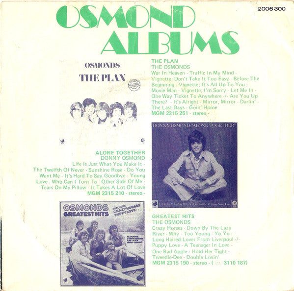 Donny Osmond : Young Love (7", Single, Mono)