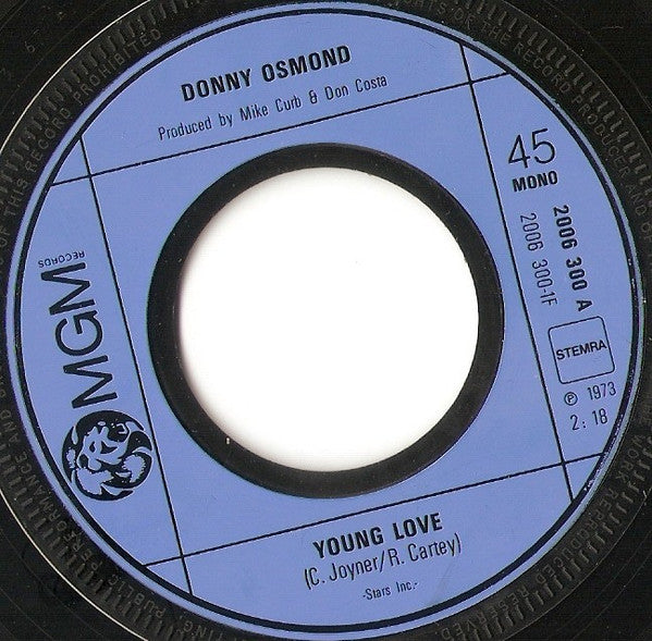 Donny Osmond : Young Love (7", Single, Mono)