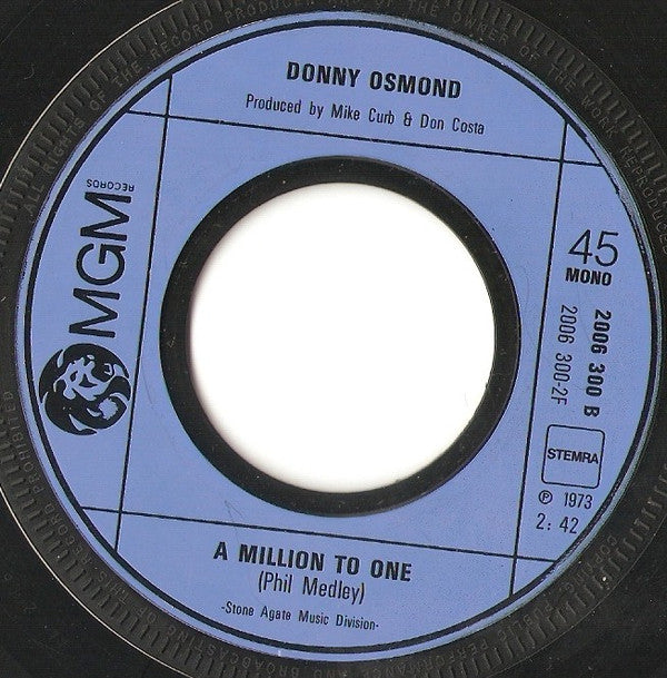 Donny Osmond : Young Love (7", Single, Mono)