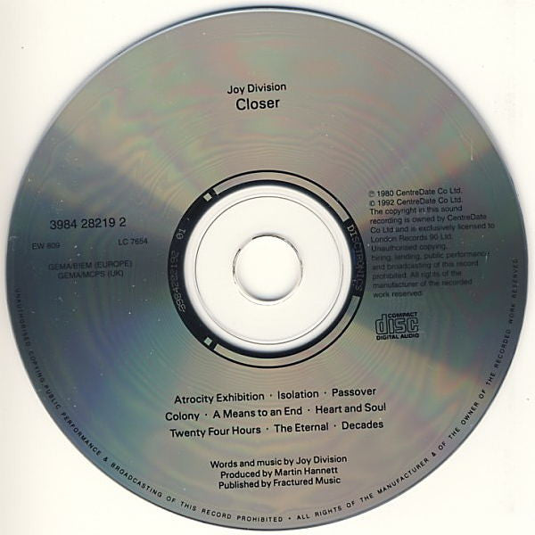 Joy Division : Closer (CD, Album, RE, Dis)