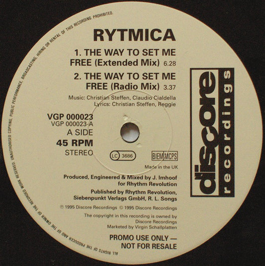 Rytmica : The Way To Set Me Free (12", Promo)