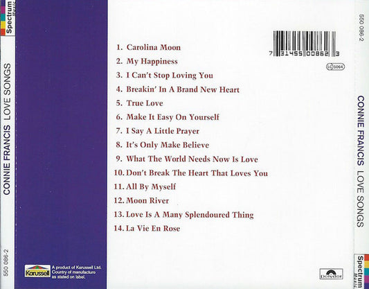 Connie Francis : Love Songs (CD, Comp)