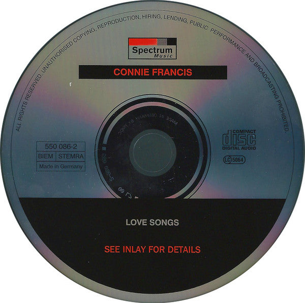 Connie Francis : Love Songs (CD, Comp)
