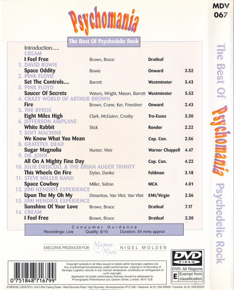 Various : Psychomania - The Best Of Psychedelic Rock (DVDr, Comp, Mono)