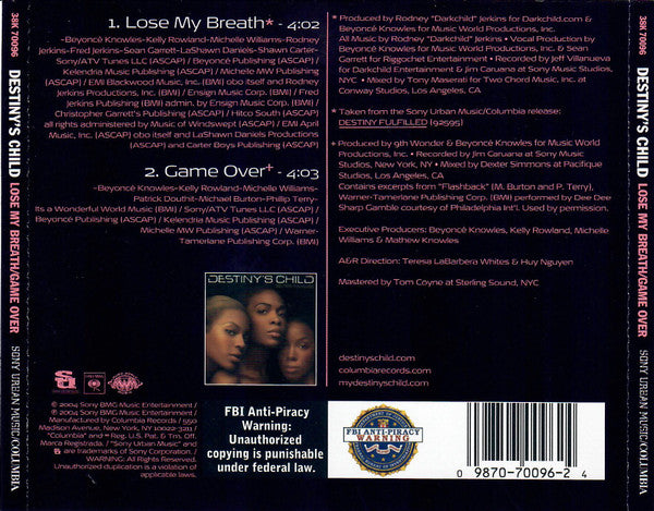 Destiny's Child : Lose My Breath (CD, Single)