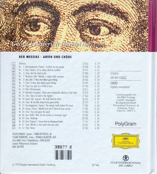 Georg Friedrich Händel / London Philharmonic Orchestra / John Alldis Choir - Karl Richter : Der Messias - Arien Und Chöre (CD, Club, RM)