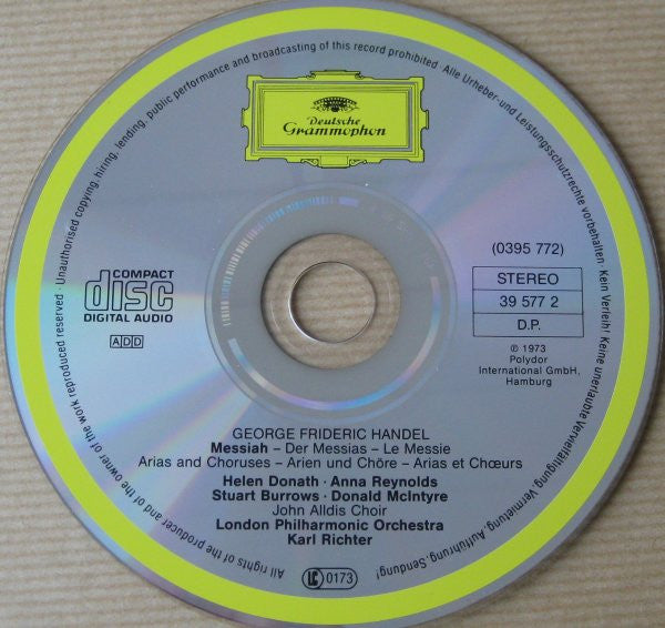 Georg Friedrich Händel / London Philharmonic Orchestra / John Alldis Choir - Karl Richter : Der Messias - Arien Und Chöre (CD, Club, RM)