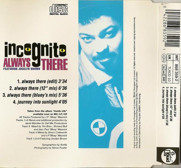 Incognito Featuring Jocelyn Brown : Always There (CD, Single)