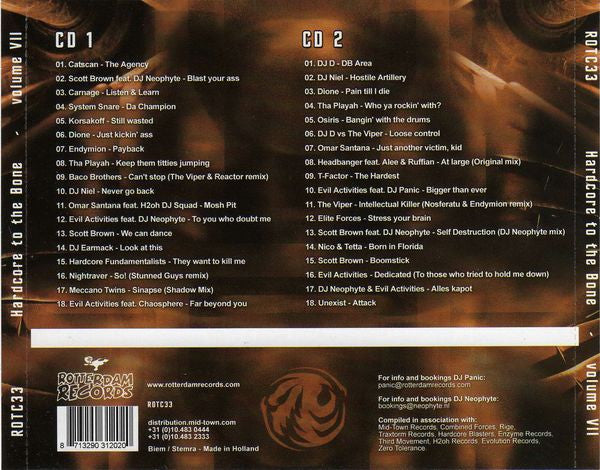 DJ Panic & DJ Neophyte : Hardcore To The Bone Volume VII (2xCD, Mixed)