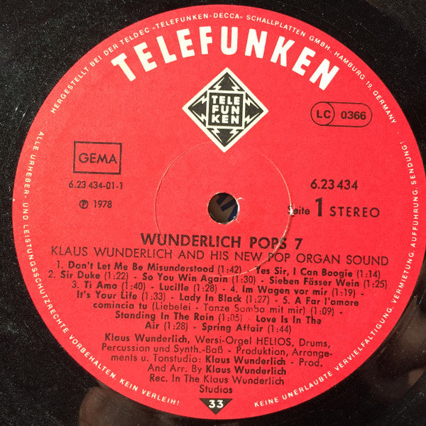 Klaus Wunderlich : Wunderlich Pops 7 (LP, Album)