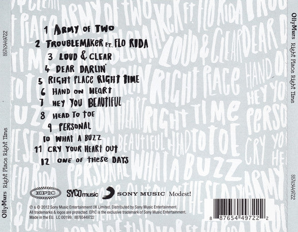 Olly Murs : Right Place Right Time (CD, Album, RP)