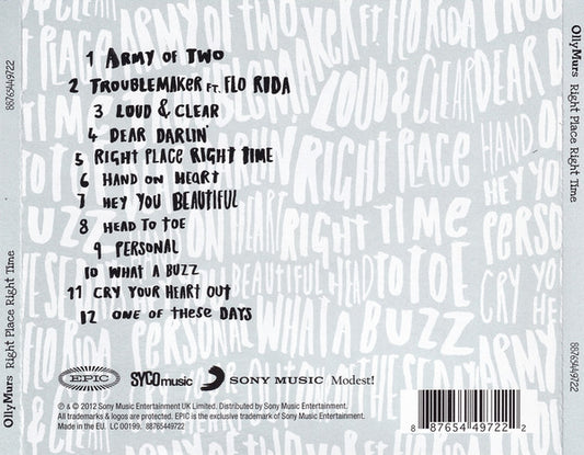 Olly Murs : Right Place Right Time (CD, Album, RP)