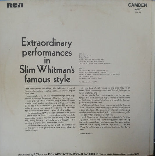 Slim Whitman : Birmingham Jail And Other Country Favourites (LP, Mono, RE)