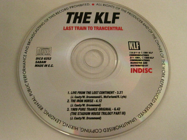 The KLF : Last Train To Trancentral (Live From The Lost Continent) (CD, Single)