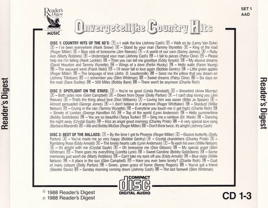 Various : Onvergetelijke Country Hits (5xCD, Comp)