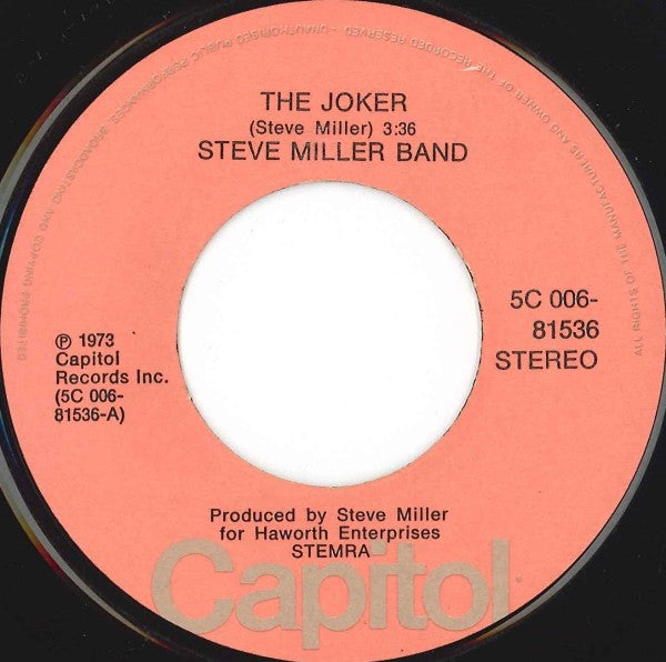 Steve Miller Band : The Joker (7", Single)