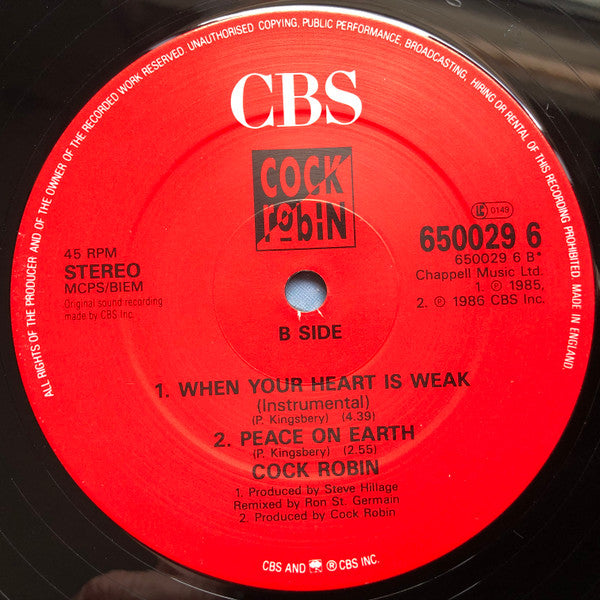 Cock Robin : When Your Heart Is Weak (12", RE)