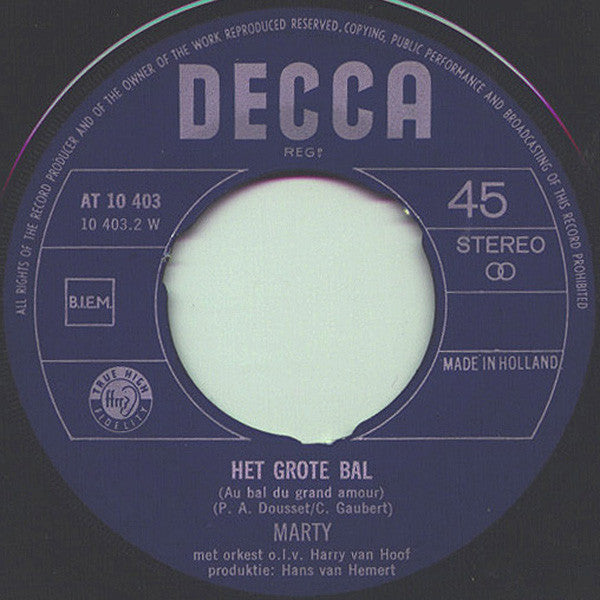 Marty (7) : Maanserenade / Het Grote Bal (7", Single)