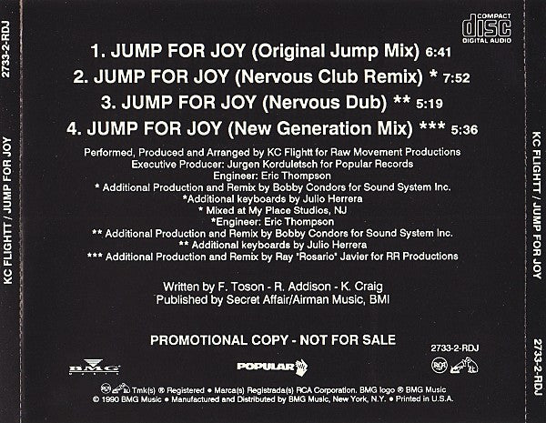 KC Flightt : Jump For Joy (CD, Maxi, Promo)