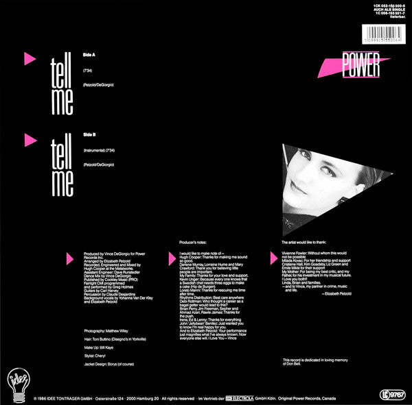 Vanelle : Tell Me (Original) / Tell Me (Remix) (12")