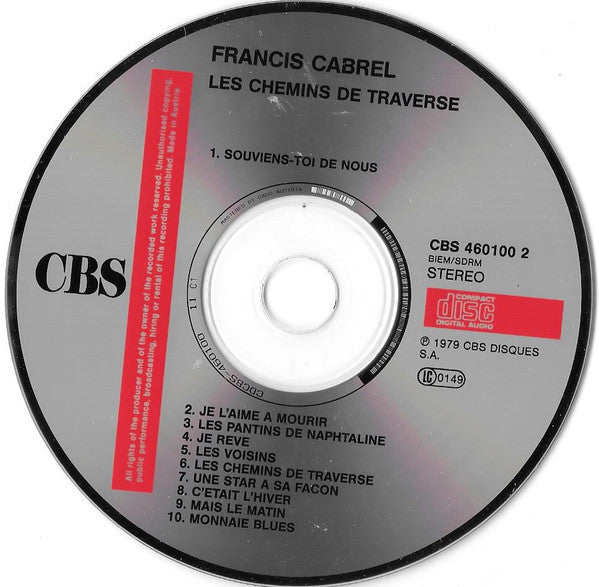 Francis Cabrel : Les Chemins De Traverse (CD, Album, RE)