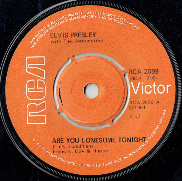 Elvis Presley : Are You Lonesome To-night? c/w I Gotta Know (7", RE)