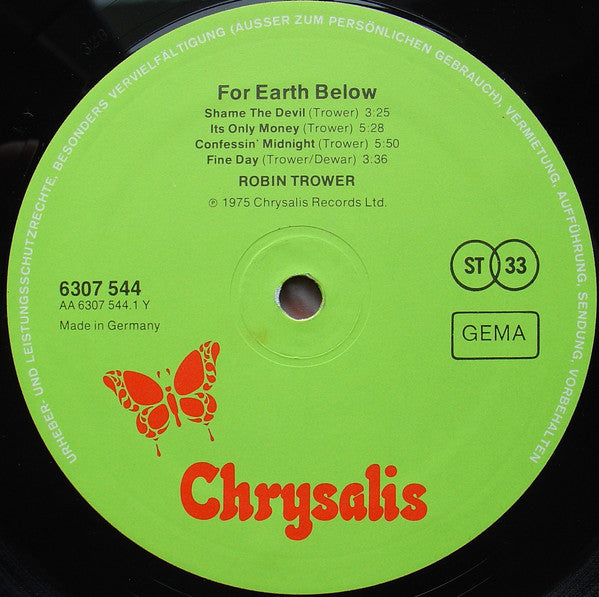 Robin Trower : For Earth Below (LP, Album)