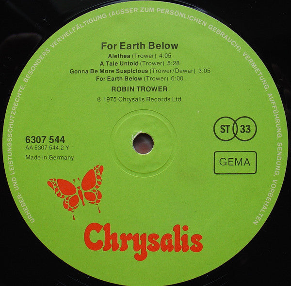 Robin Trower : For Earth Below (LP, Album)