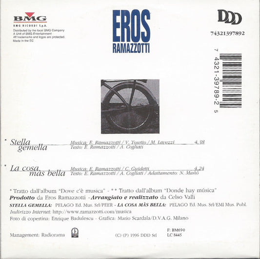 Eros Ramazzotti : Stella Gemella (CD, Single, Car)