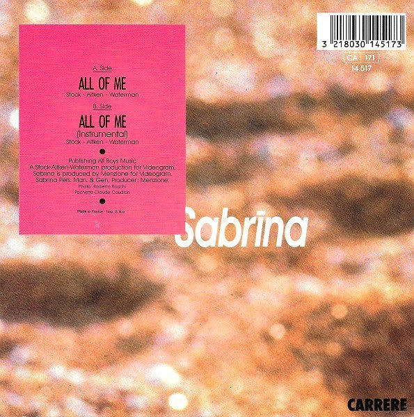 Sabrina : All Of Me (7", Single)