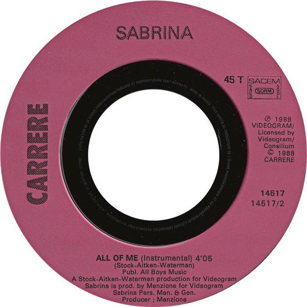 Sabrina : All Of Me (7", Single)