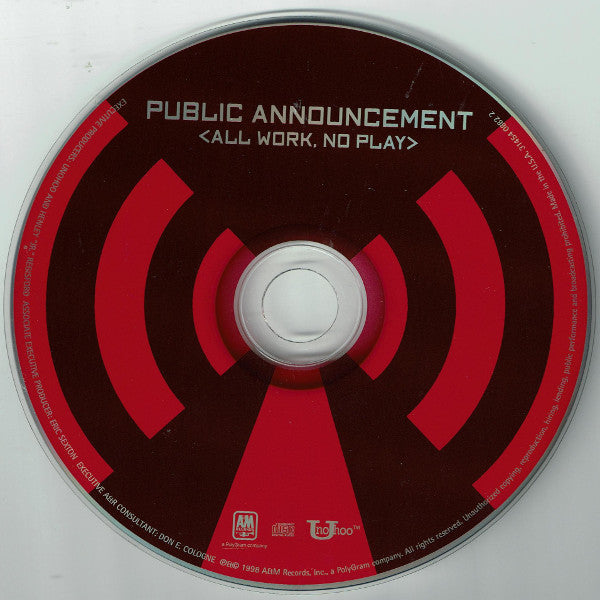 Public Announcement : All Work, No Play (CD, Album)