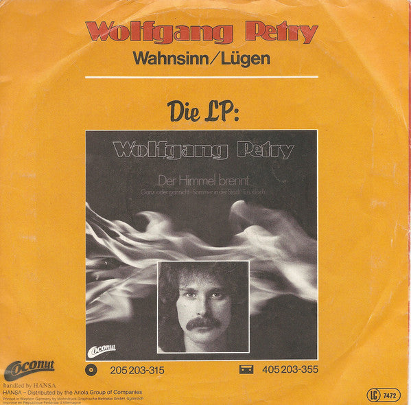 Wolfgang Petry : Wahnsinn (7", Single)