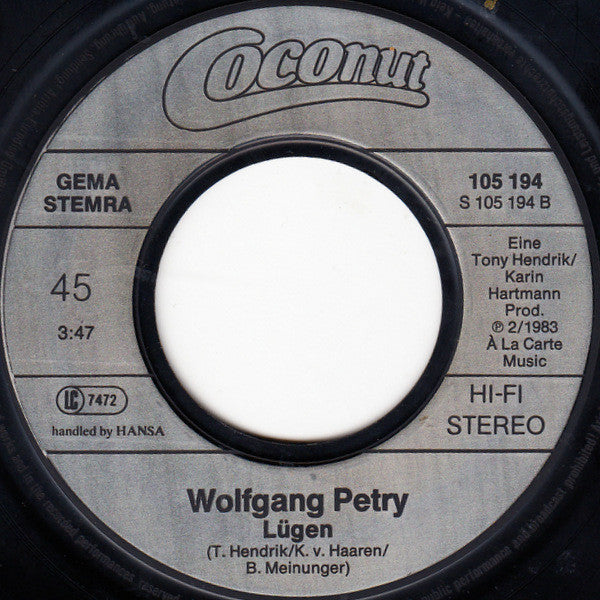 Wolfgang Petry : Wahnsinn (7", Single)