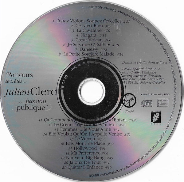 Julien Clerc : "Amours Secrètes... ...Passion Publique." (CD, Album)