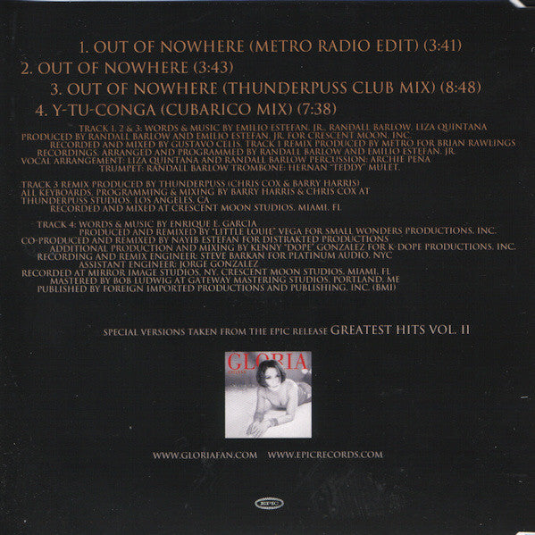 Gloria Estefan : Out Of Nowhere (CD, Maxi)