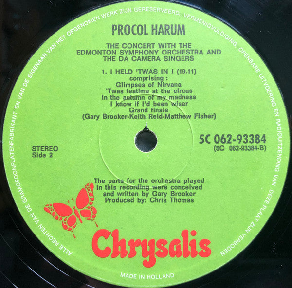 Procol Harum In Concert With The Edmonton Symphony Orchestra : Live (LP, Album)